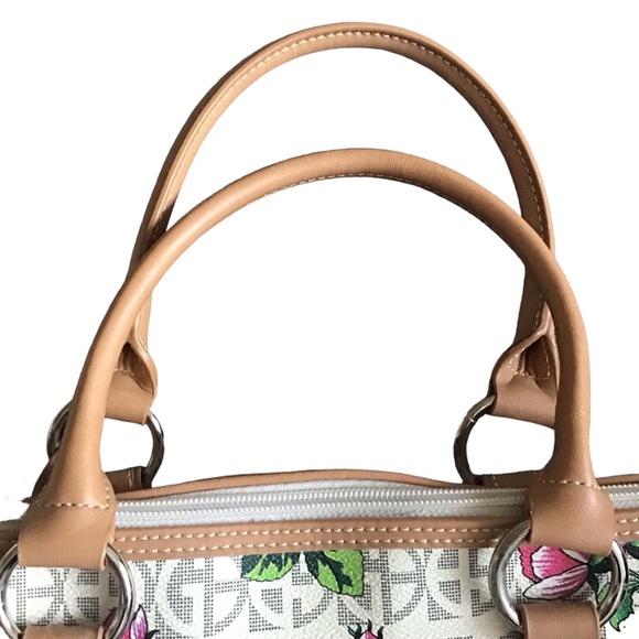 GIANIBERNINI Satchel Faux Leather Summer Pattern Double Zip Brown Trim/Lining - Picture 3 of 8